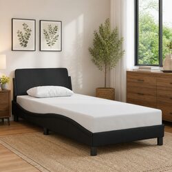 Black Faux Leather Bed Frame 90x190 cm with Plywood Slats