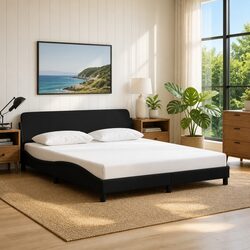 Black Fabric King Bed Frame 180x200cm with Headboard