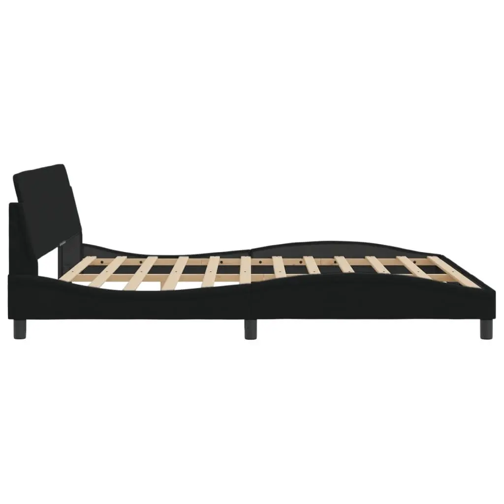 King Bed Frame Black Fabric 180x200cm with Headboard and Slats