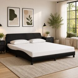 Black Faux Leather King Bed Frame 180x200 cm with Headboard