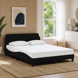 Double Bed Frame with Black Velvet Upholstery 137x190 cm