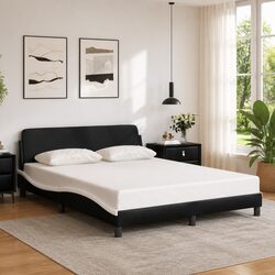 Queen Bed Frame Black Faux Leather Headboard 152x203cm