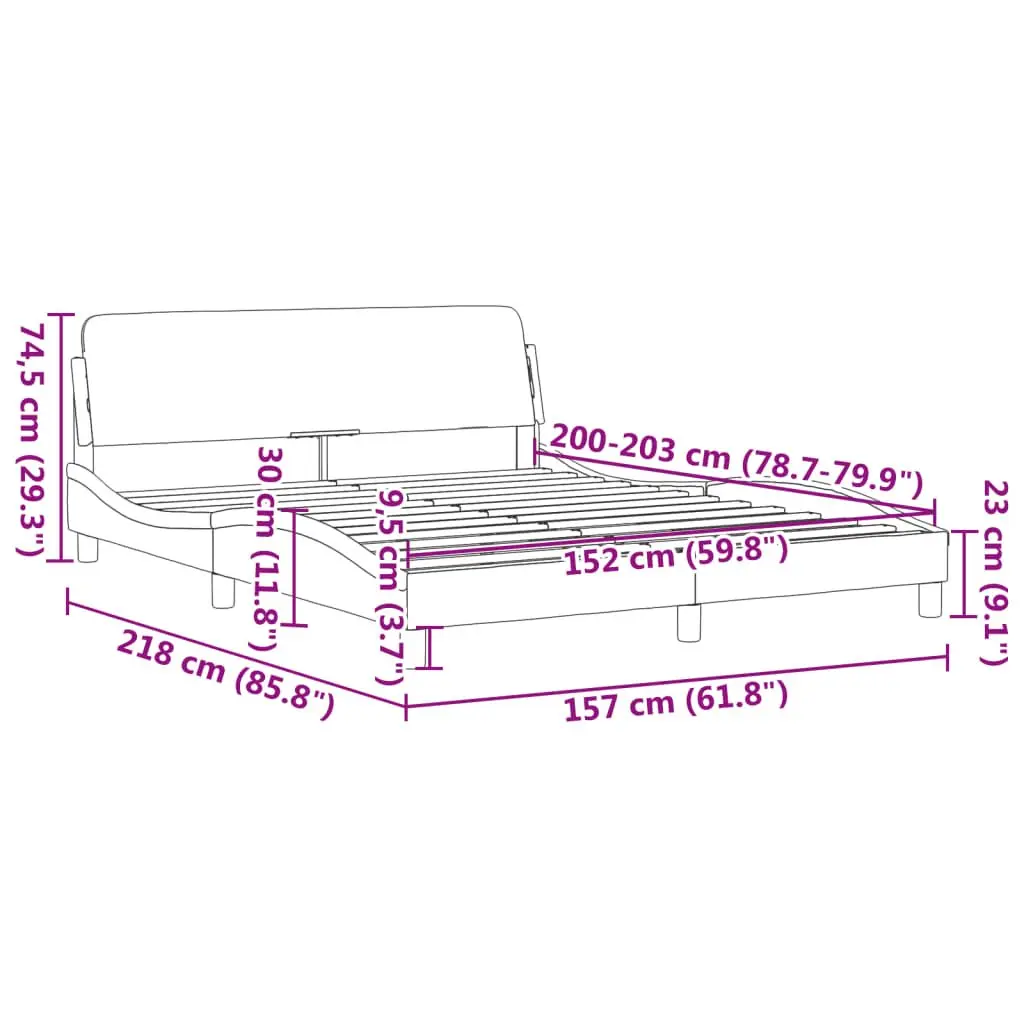 Queen Bed Frame Modern Faux Leather Black 152x203cm Upholstered Headboard