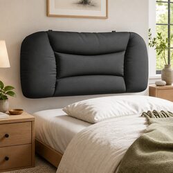 Modern Dark Grey Headboard Cushion 90 cm with Wavy Design