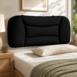 Wall Mounted Black Fabric Headboard Cushion 90cm