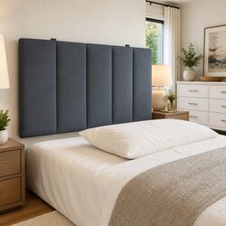 Wall-Mount Upholstered Headboard Cushion in Grey Velvet