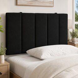 90cm Wall-Mounted Headboard Cushion in Black Velvet