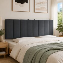 153cm Grey Velvet Headboard Cushion with Foam Filling