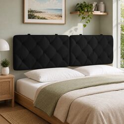 180cm Black Velvet Headboard Cushion with Foam Filling