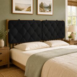 153cm Wall Mounted Headboard Cushion in Black Velvet