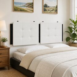 137cm Black and White Faux Leather Headboard Cushion