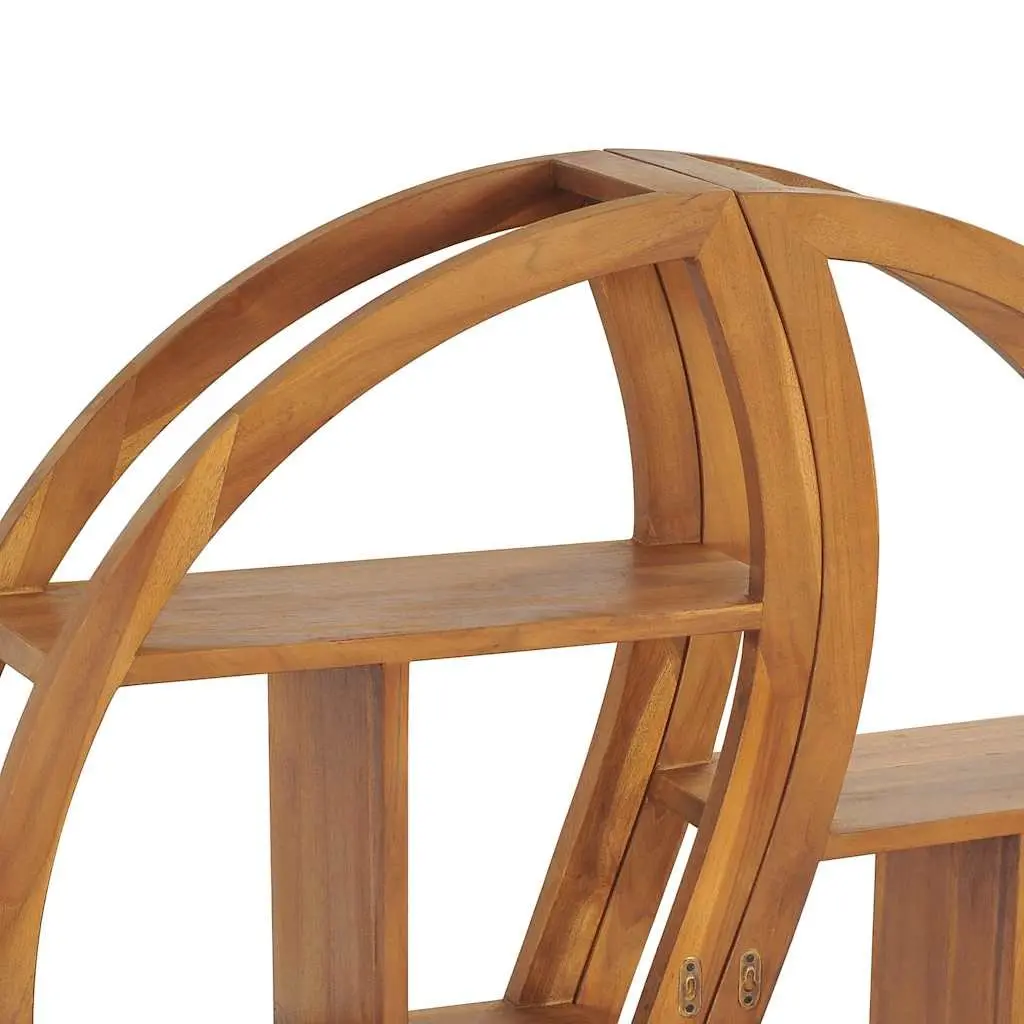 Yin Yang Wall Shelf Solid Wood Teak Storage Display Organizer Brown