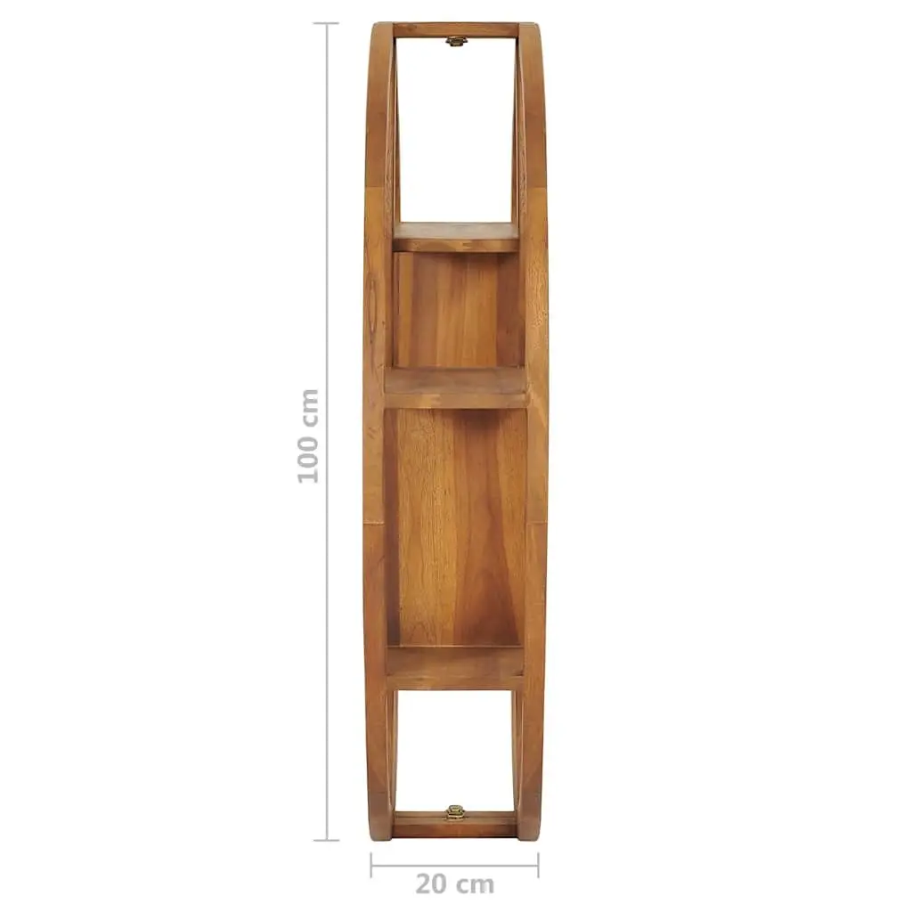 Yin Yang Wall Shelf Solid Wood Teak Storage Display Organizer Brown