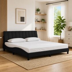 King Bed Frame with Slatted Base 180x200 cm in Black Velvet