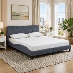 Queen Bed Frame with Upholstered Headboard, 152x203cm