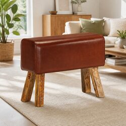 Gym Bok Bench with Leather Seat 58 cm Solid Wood Legs