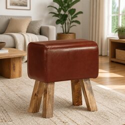 Solid Mango Wood Legs Gym Bok Bench with Leather Seat