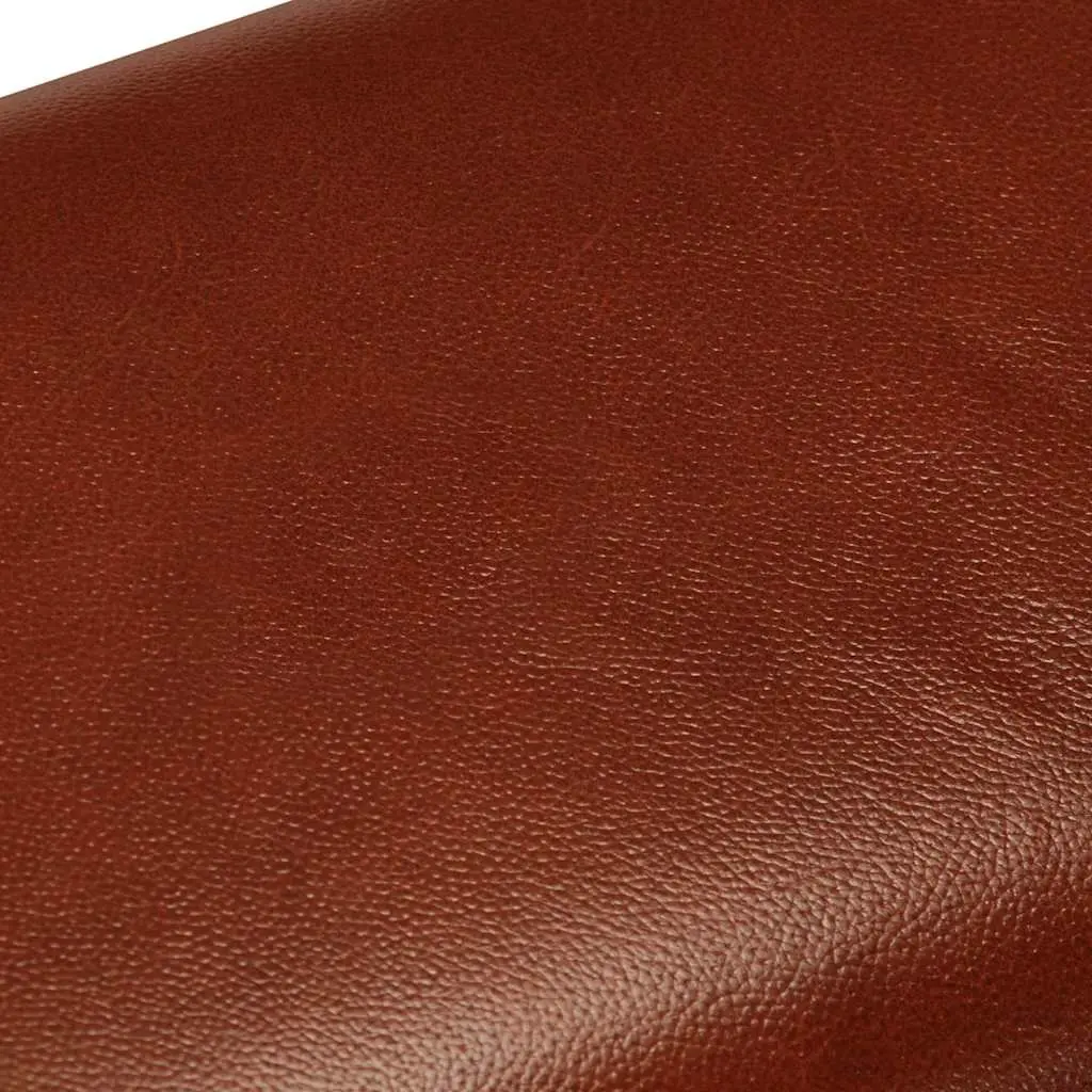 Gym Bok Bench 38cm Brown Leather Seat Solid Mango Wood Legs Padded Kitchen