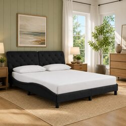 Queen Bed Frame Black Velvet 152x203 cm with Headboard