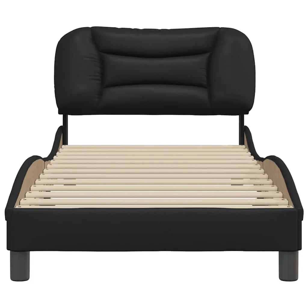Bed Frame Faux Leather Headboard 90x190 cm Black