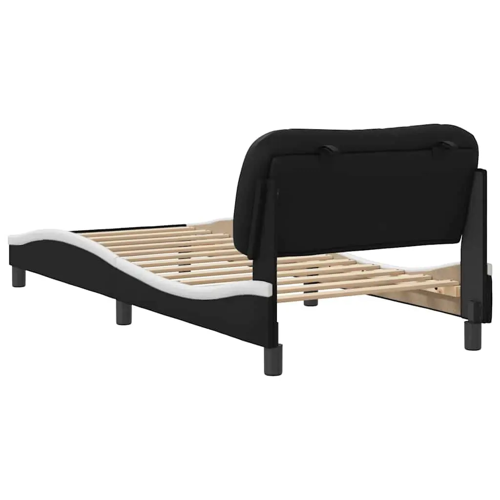 Bed Frame with Headboard Pillow Slatted Base 90x190 cm Black
