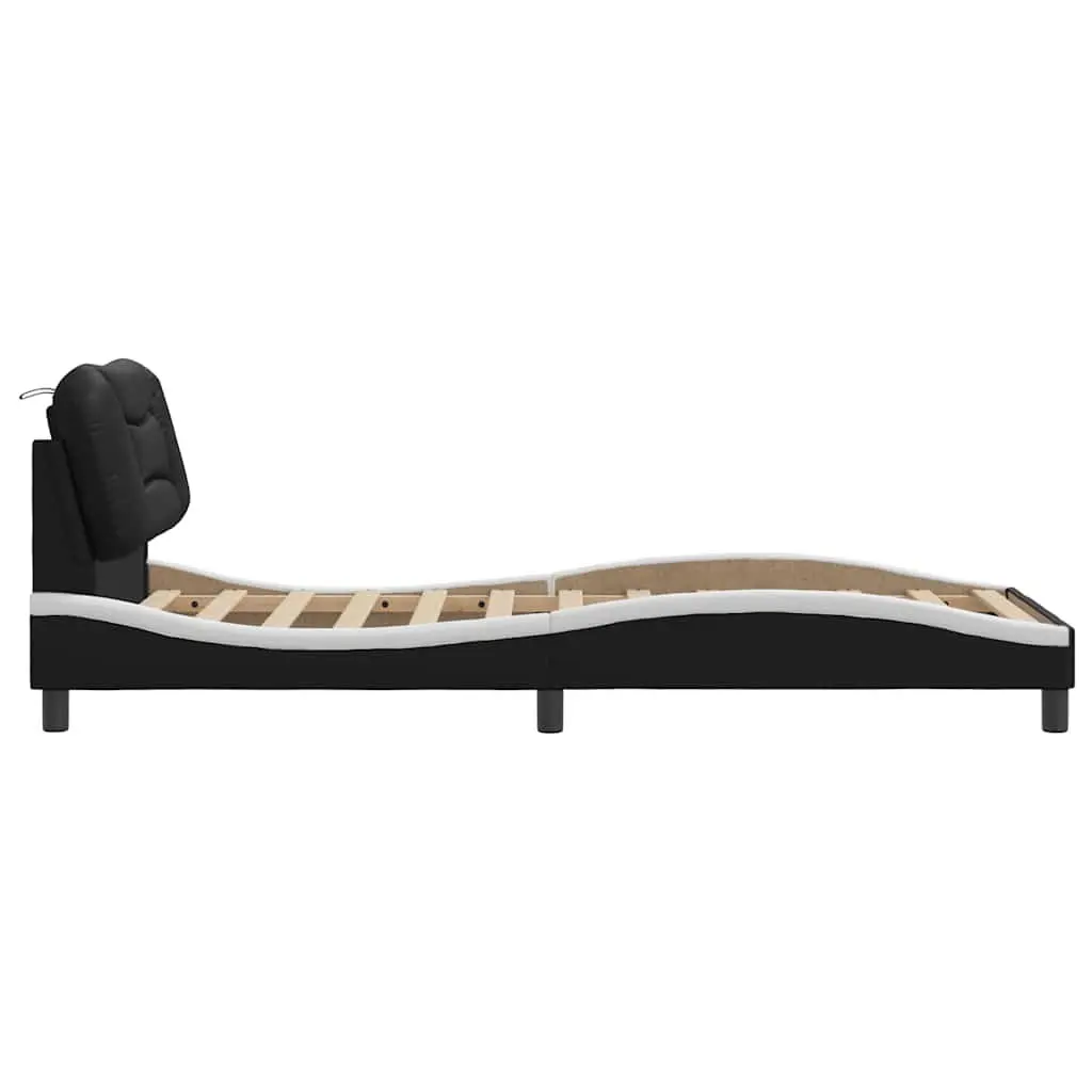 Bed Frame with Headboard Pillow Slatted Base 90x190 cm Black