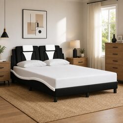 Double Bed Frame with Faux Leather Headboard