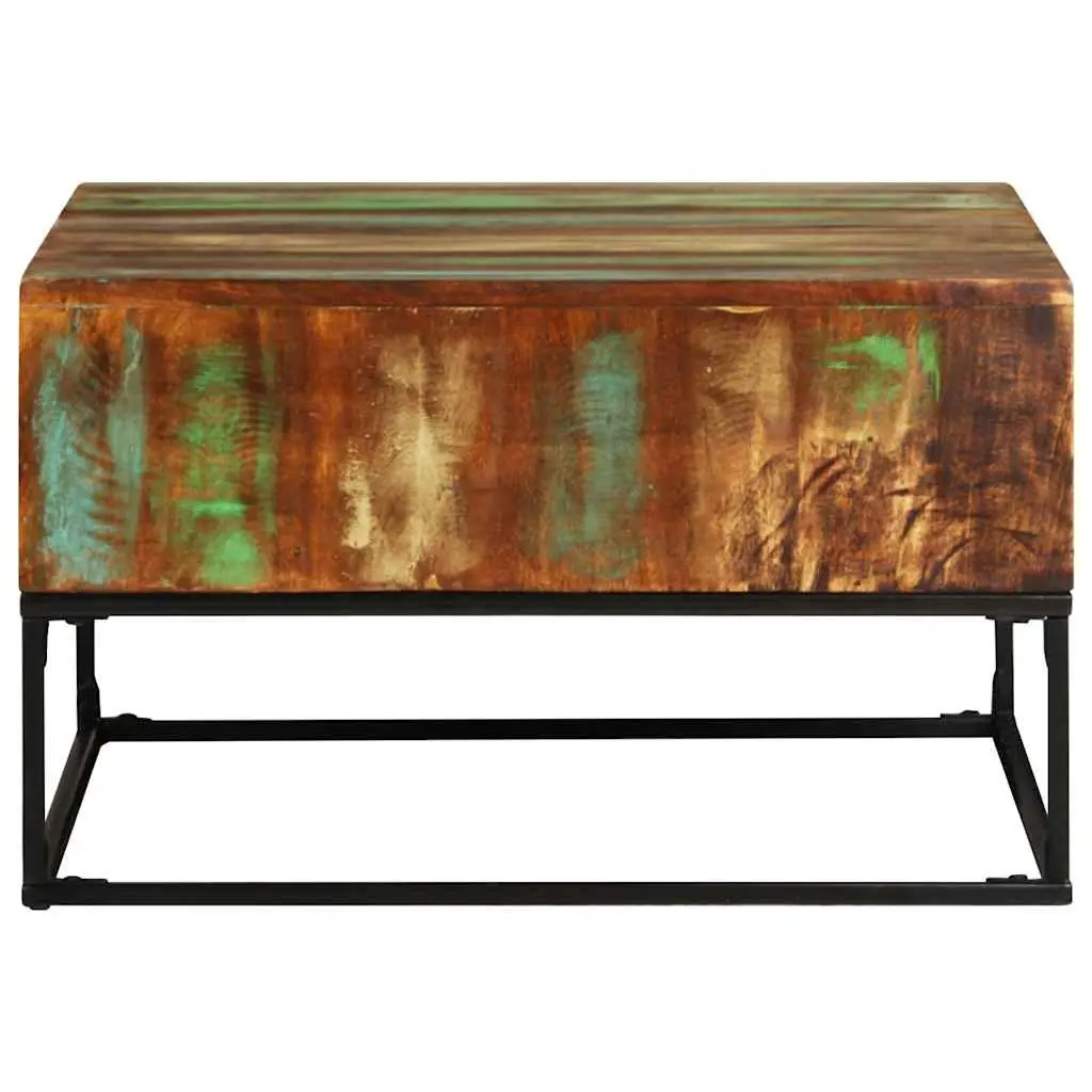 Reclaimed Wood Coffee Table Handmade Sturdy Iron Legs 68x68x41cm Brown