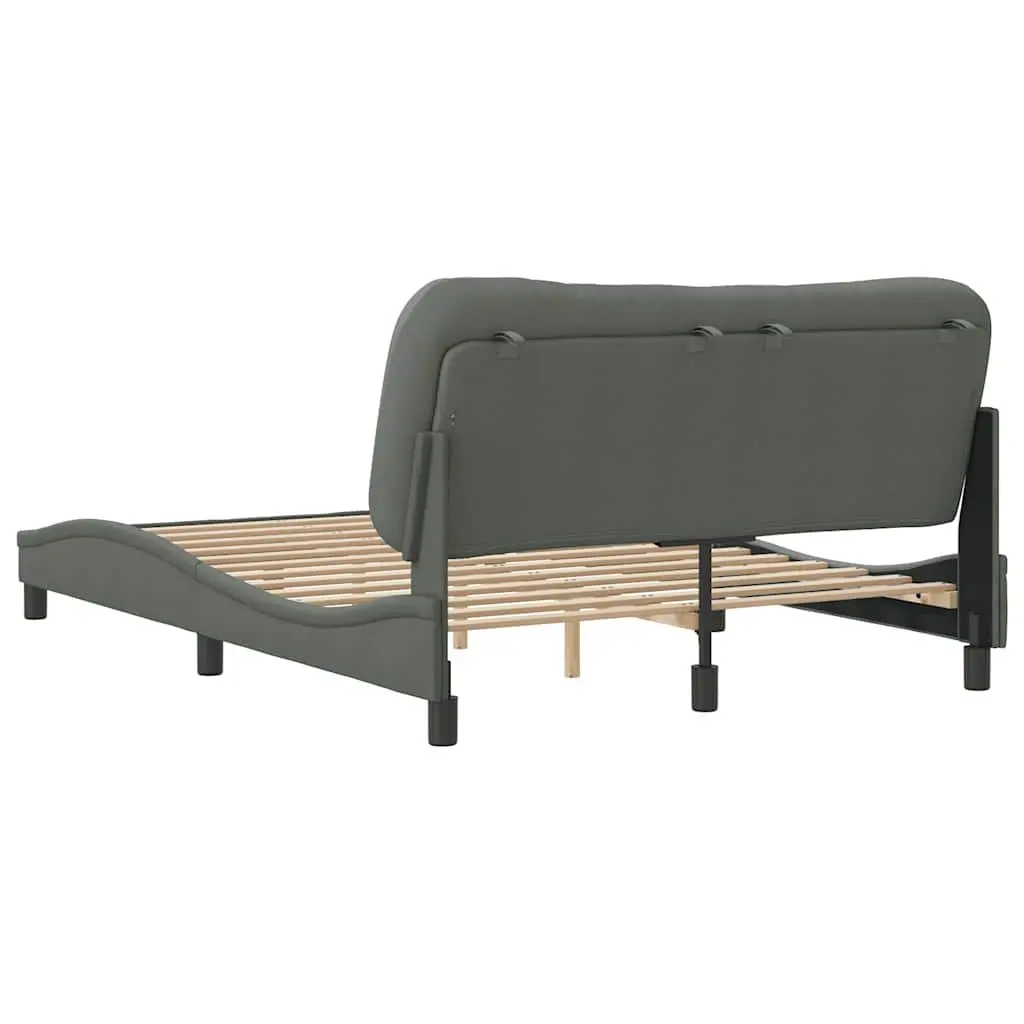 Queen Bed Frame Grey Fabric Upholstered Headboard 152x203cm
