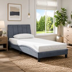 Bed Frame with Grey Velvet Headboard 90x190 cm