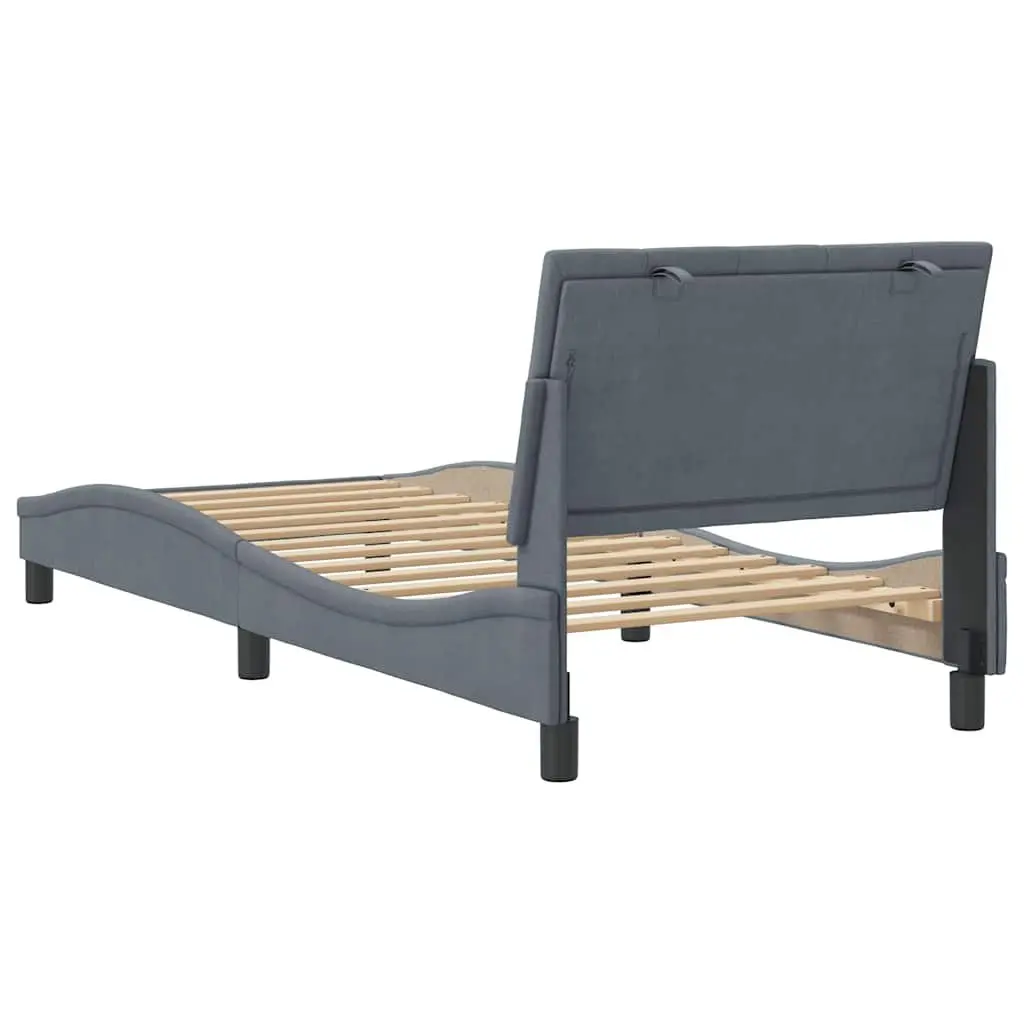 Bed Frame with Headboard Comfort Grey Velvet 90x190 cm