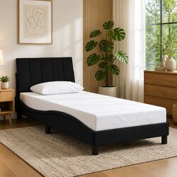 90x190 cm Bed Frame with Foam-Padded Velvet Headboard