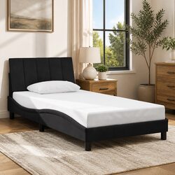 King Single Bed Frame with Velvet Headboard, 107x203 cm