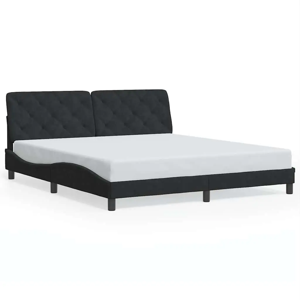 Bed Frame Velvet Upholstered 180x200 cm Black