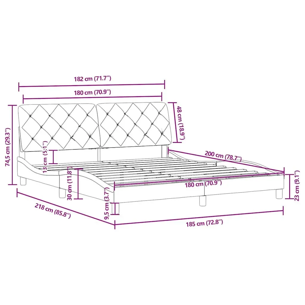 Bed Frame Velvet Upholstered 180x200 cm Black