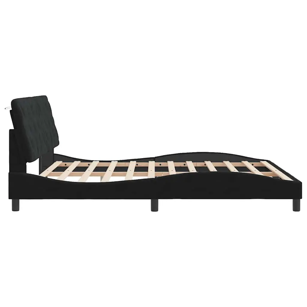 Bed Frame Velvet Upholstered 180x200 cm Black