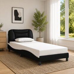 Bed Frame 90x190 cm with Faux Leather Headboard