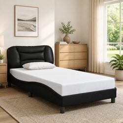 Black Faux Leather King Single Bed Frame Dimensions 107x203 cm