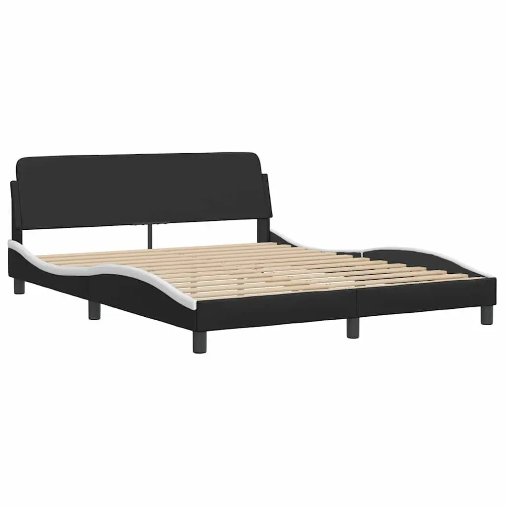 Queen Bed Frame with Headboard White Faux Leather Modern Bedroom Furniture