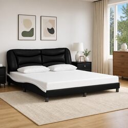 King Bed Frame with Upholstered Headboard 180x200cm