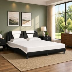 King Bed Frame 180x200 cm with Plywood Slats and Headboard