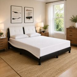 Faux Leather Bed Frame with Headboard 137x190 cm