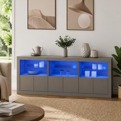 White RGB LED Light Sideboard Cabinet with Storage