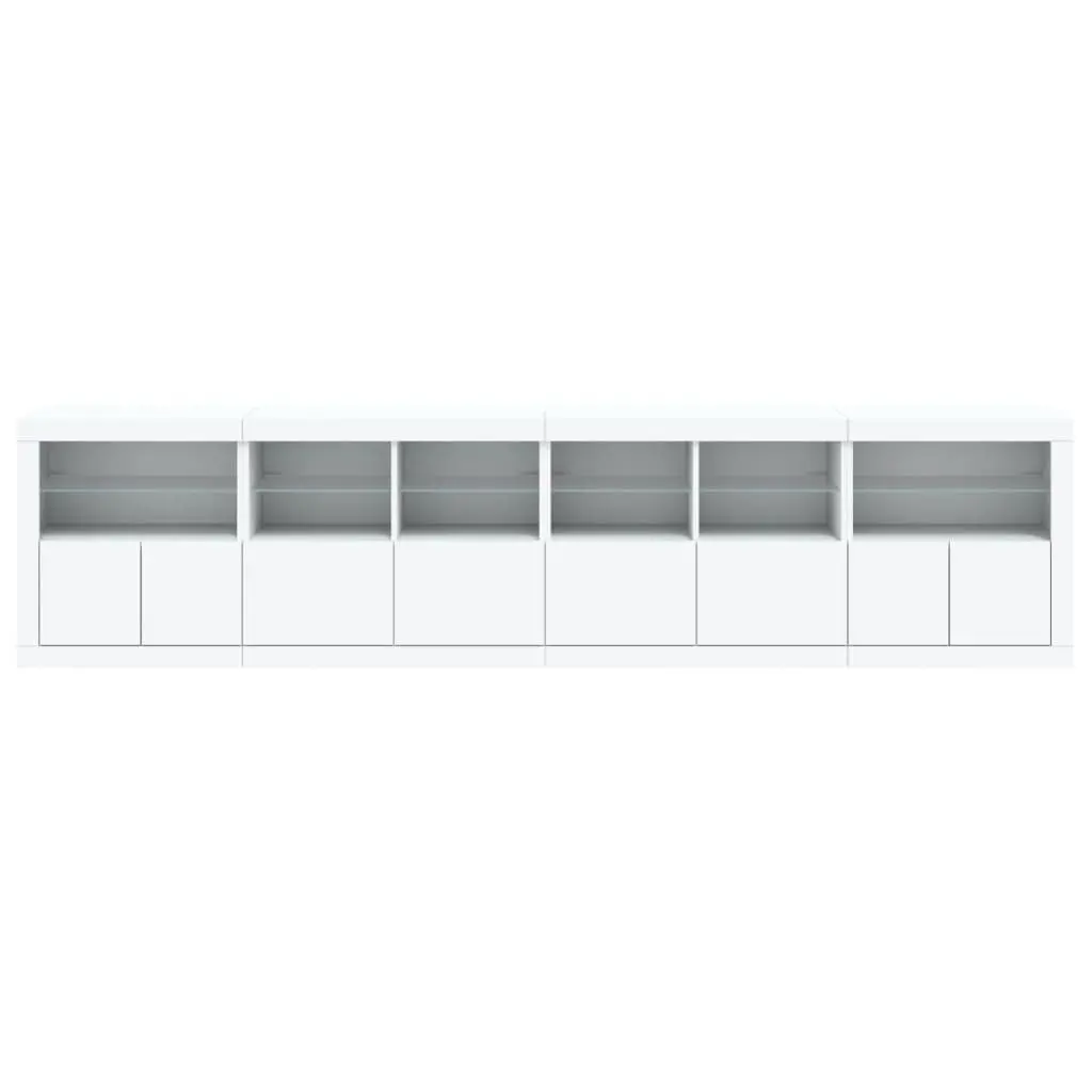 Sideboard with RGB LED Lights Modern Storage Cabinet 283 x 37 x 67 cm White