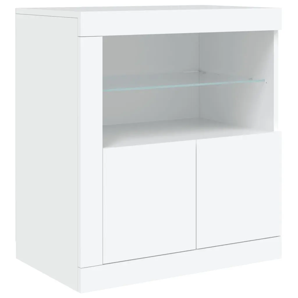 Sideboard with RGB LED Lights Modern Storage Cabinet 283 x 37 x 67 cm White