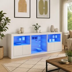 White Sideboard Cabinet with RGB LED Lighting