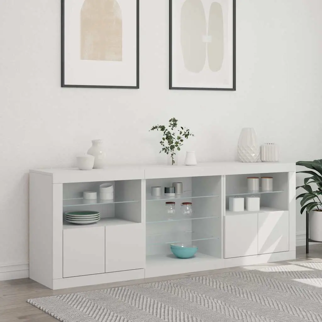 Sideboard Cabinet with RGB LED Lights Storage 181.5cm White