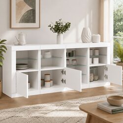 RGB LED White Sideboard Cabinet for Storage