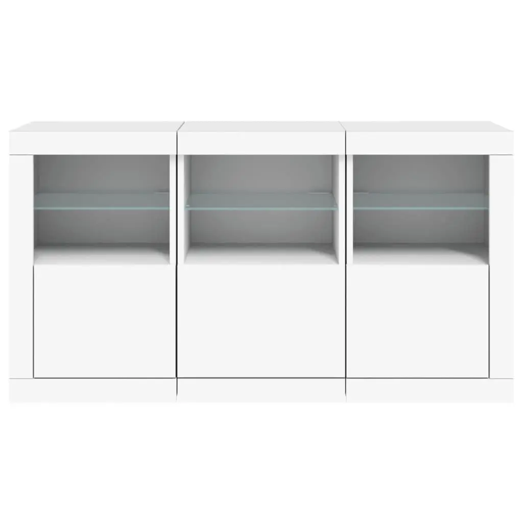 Sideboard with RGB LED Lights Modern Storage Cabinet White 123L x 37D x 67H cm