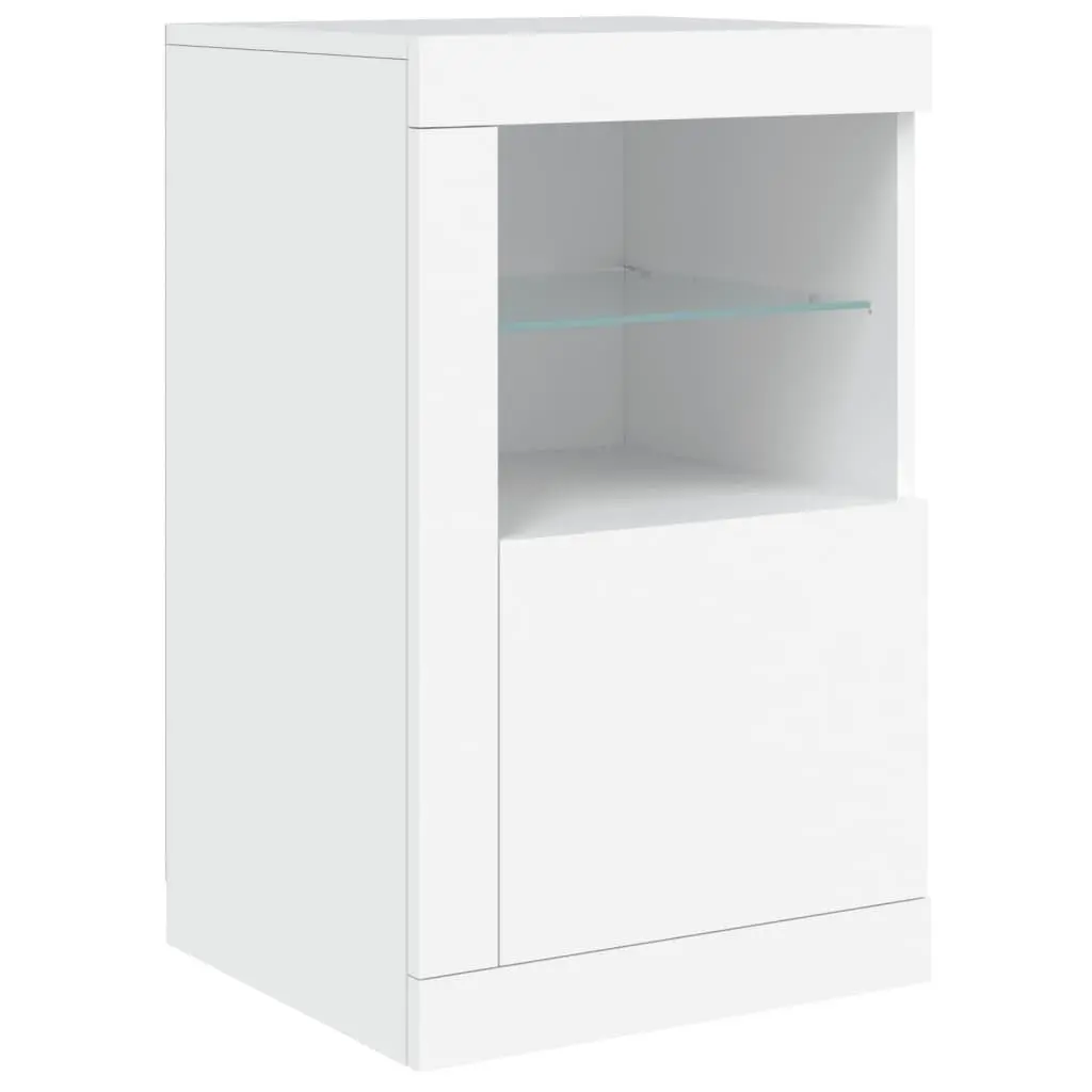 Sideboard with RGB LED Lights Modern Storage Cabinet White 123L x 37D x 67H cm